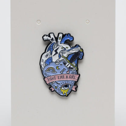 Creative Fight Like A Girl Heart Enamel Label Pin