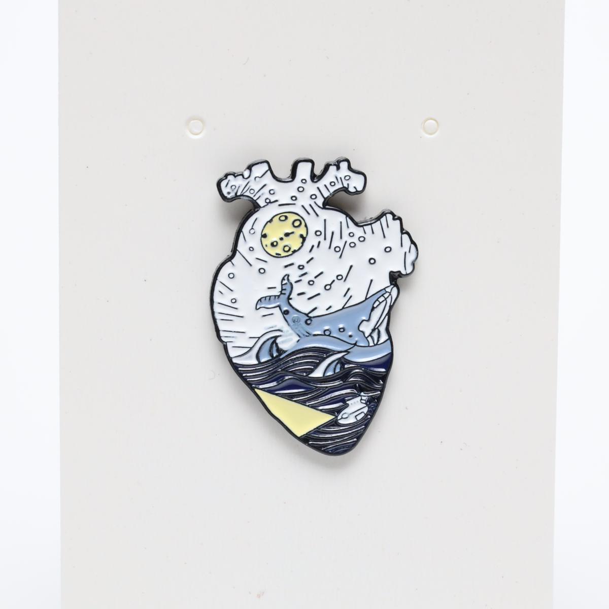 Creative Whale & Sea Heart Enamel Label Pin