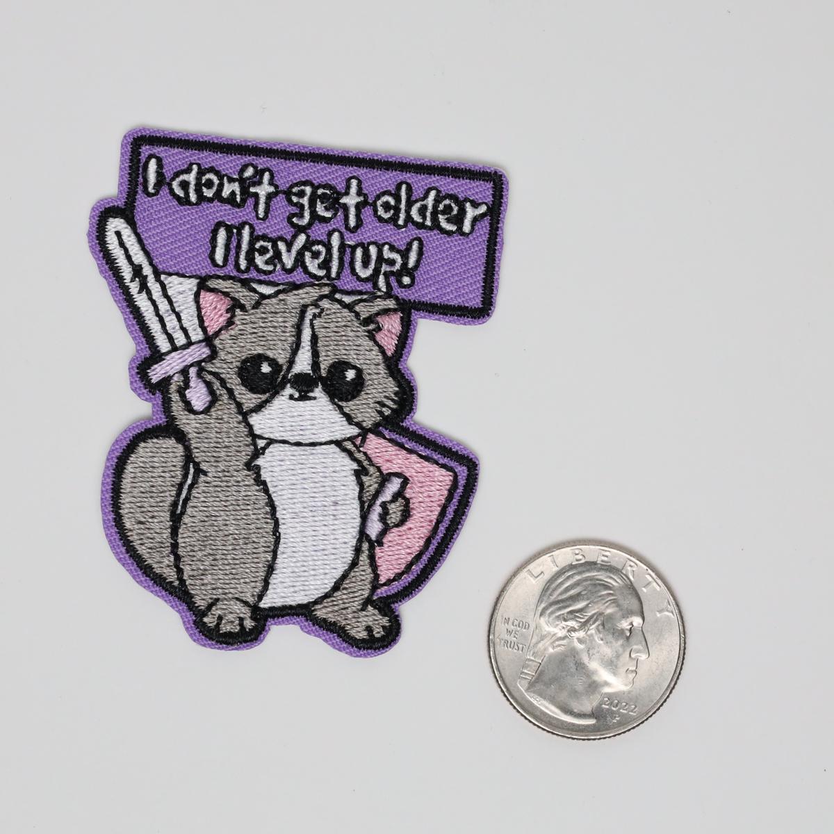 Cute Animal with Sword & Shield Level Up Embroidered Iron On Patch