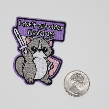 Cute Animal with Sword & Shield Level Up Embroidered Iron On Patch