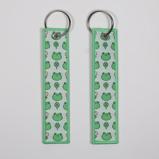 Cute Lucky Frog Embroidered Keychain