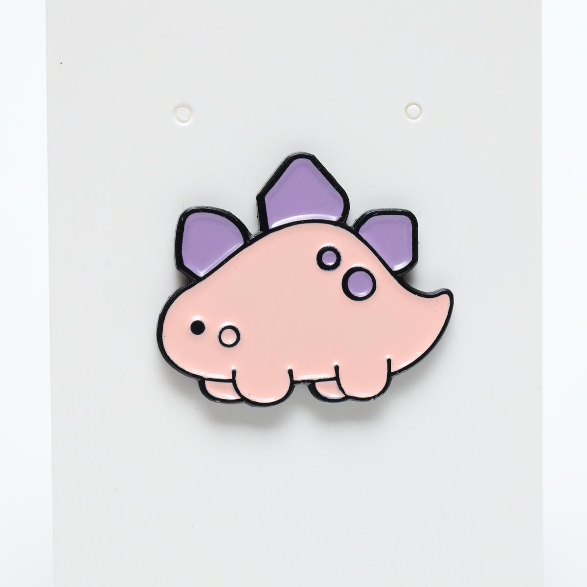 Cute Pink Cartoon Stegosaur Dinosaur Enamel Pin