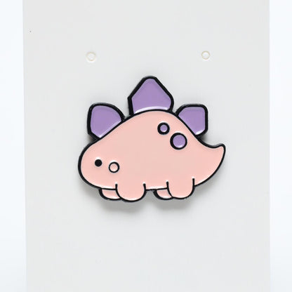 Cute Pink Cartoon Stegosaur Dinosaur Enamel Pin