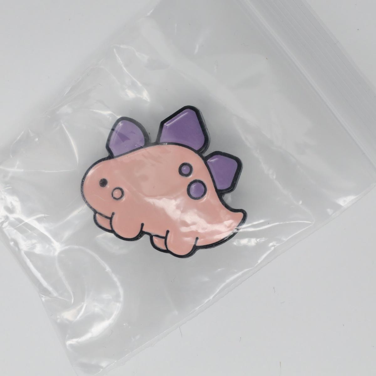 Cute Pink Cartoon Stegosaur Dinosaur Enamel Pin