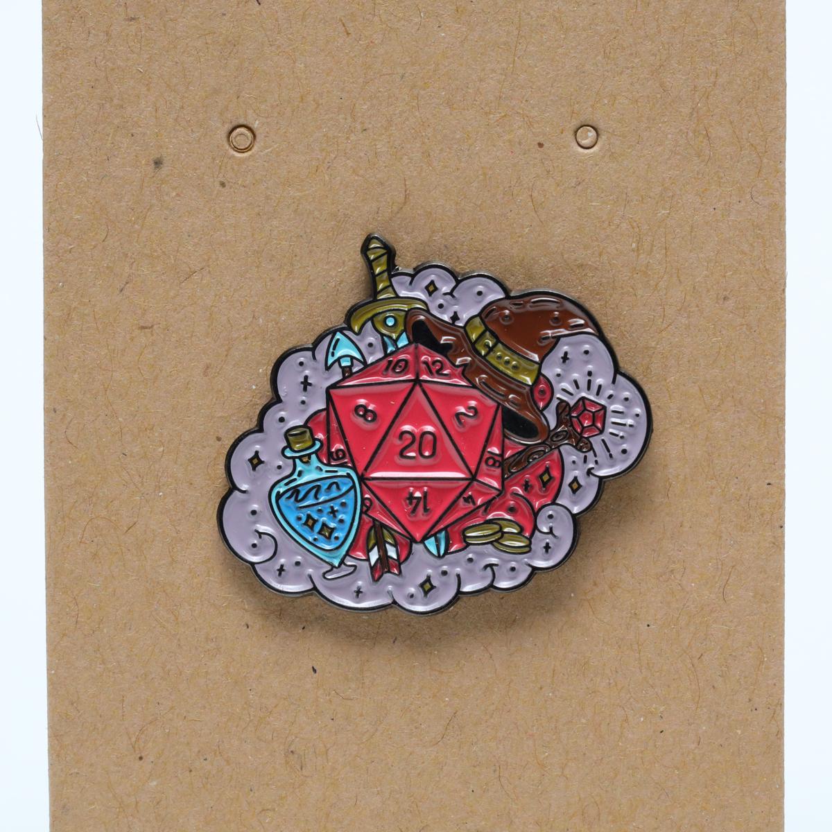 D20 Fantasy Wizard Enamel Pin