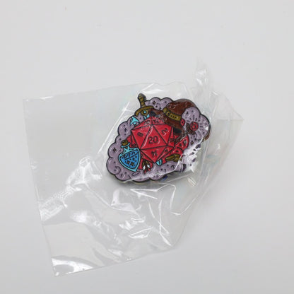 D20 Fantasy Wizard Enamel Pin