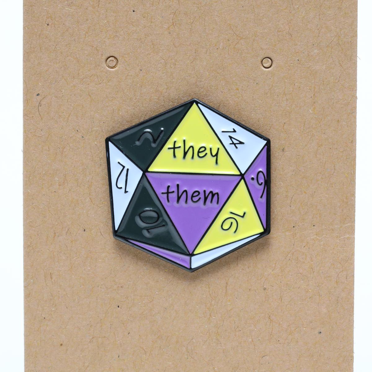 D20 Trans Pride They / Them Enamel Pin
