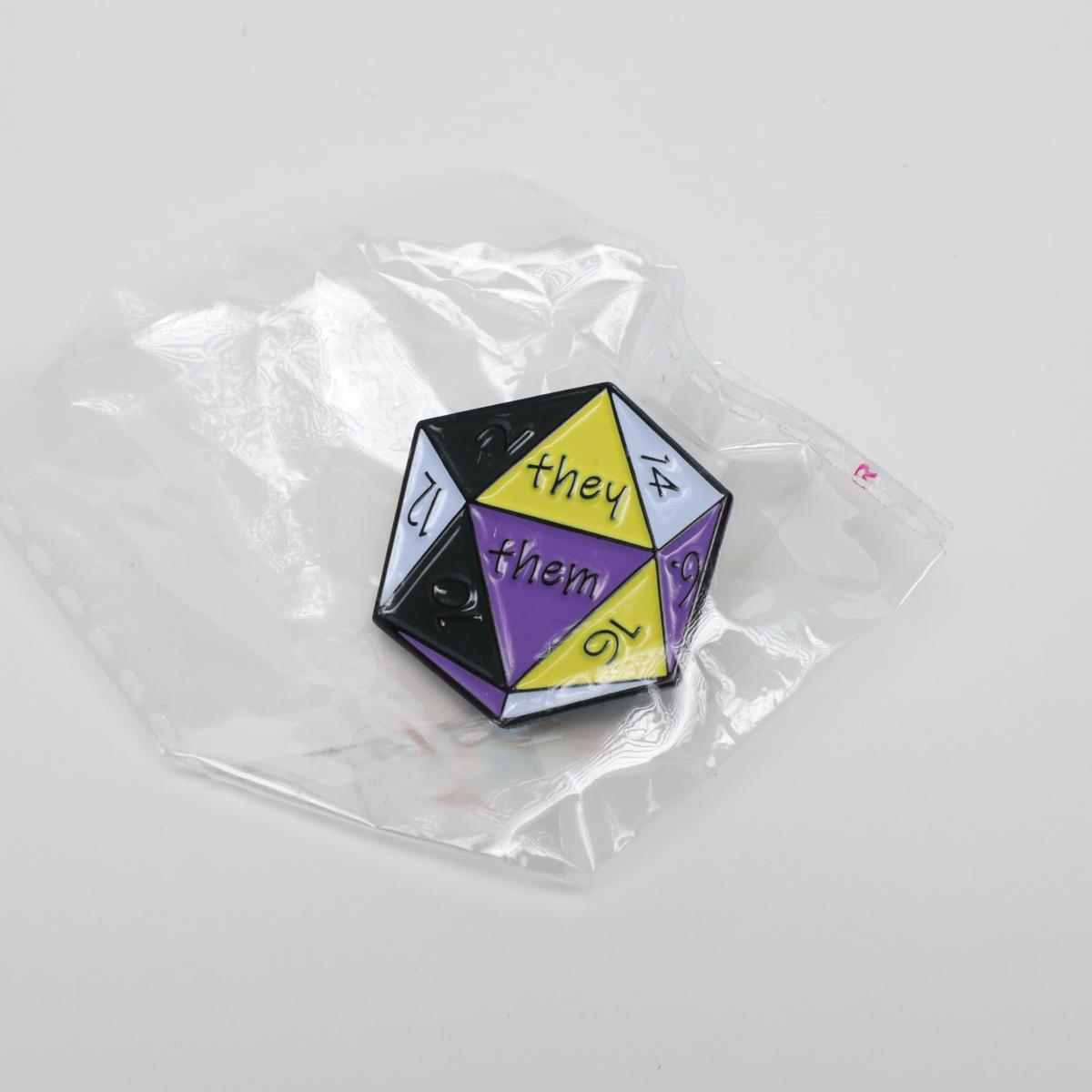 D20 Trans Pride They / Them Enamel Pin