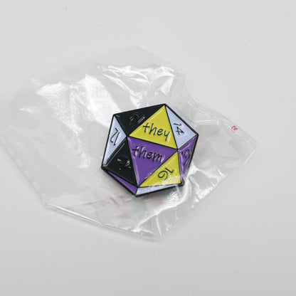 D20 Trans Pride They / Them Enamel Pin