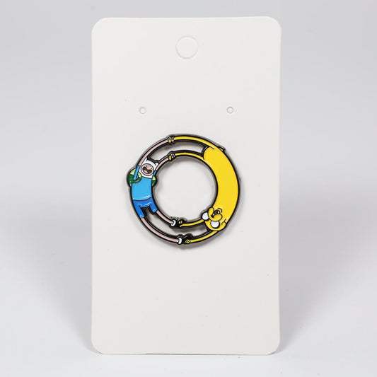 Finn and Jake "Adventure Time" Holding Circle Enamel Pin