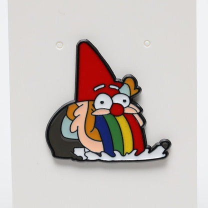 Funny Cartoon Gnome Santa Claus Rainbow Vomit Enamel Pin