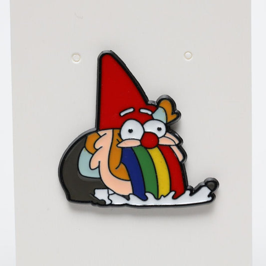 Funny Cartoon Gnome Santa Claus Rainbow Vomit Enamel Pin
