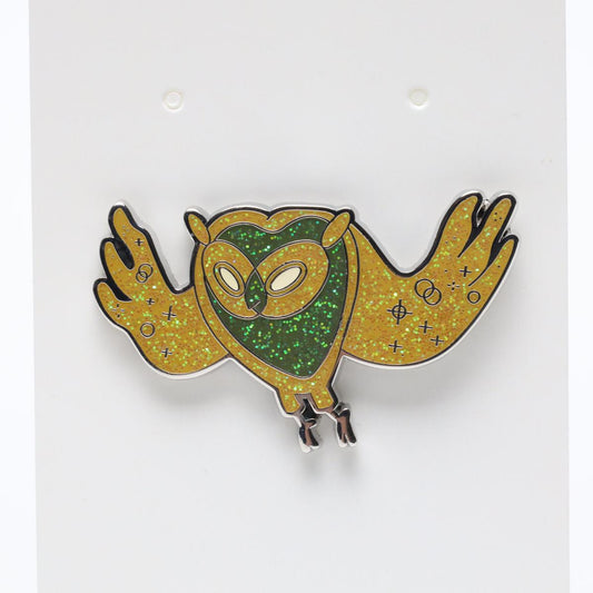 Glittery Owl Enamel Pin