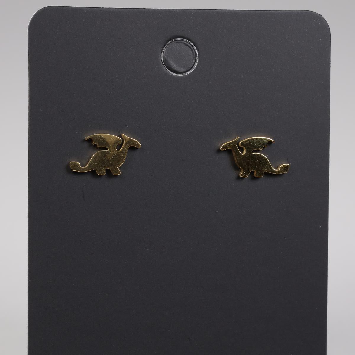 Gold Dragon Stainless Steel Stud Earrings