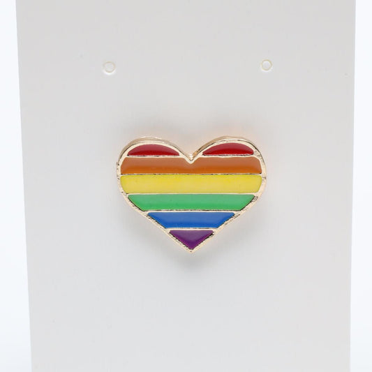 Gold LGBTQ+ Heart Flag Enamel Label Pin