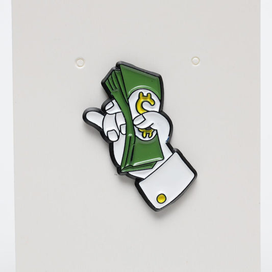 Hand Holding Money Enamel Label Pin