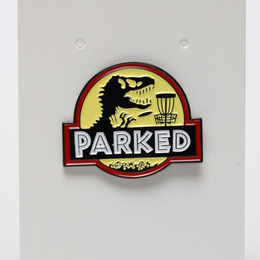 Jurassic Park Disc Golf Parked Pun Enamel Pin