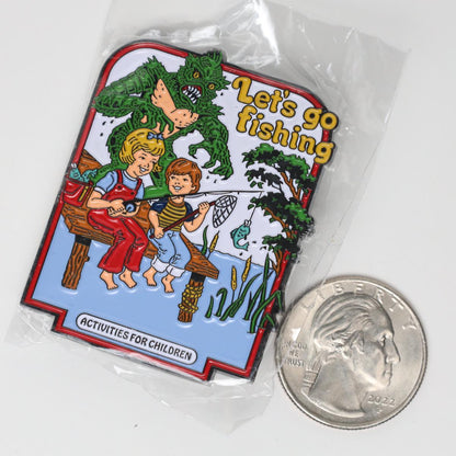 Lets Go Fishing Thetis Lake Monster Funny Enamel Pin
