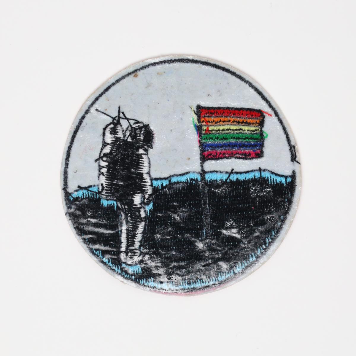 LGBT Pride Pink Moon Landing Embroidered Iron On Patch