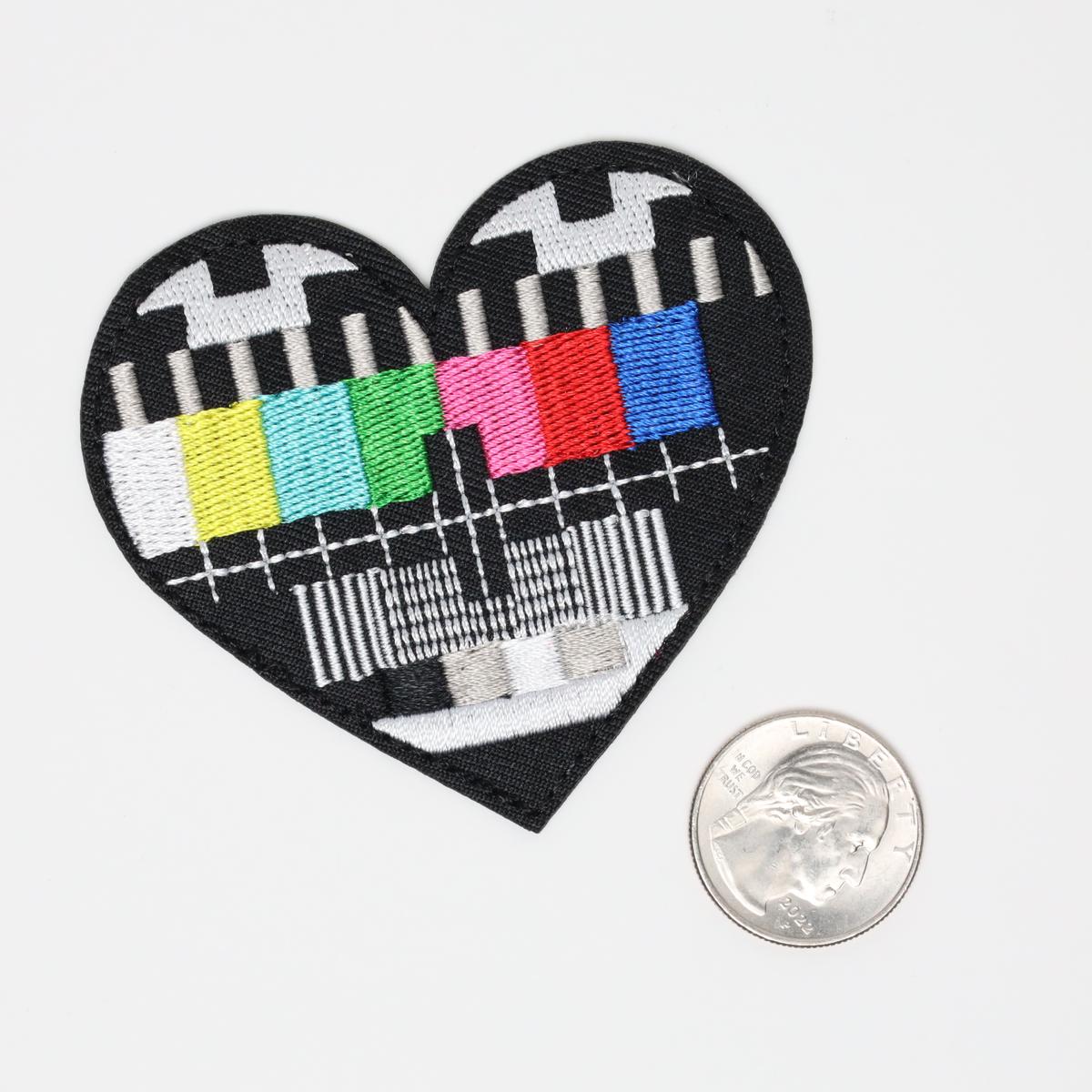 Lost Signal Retro Color TV Heart Embroidered Iron On Patch