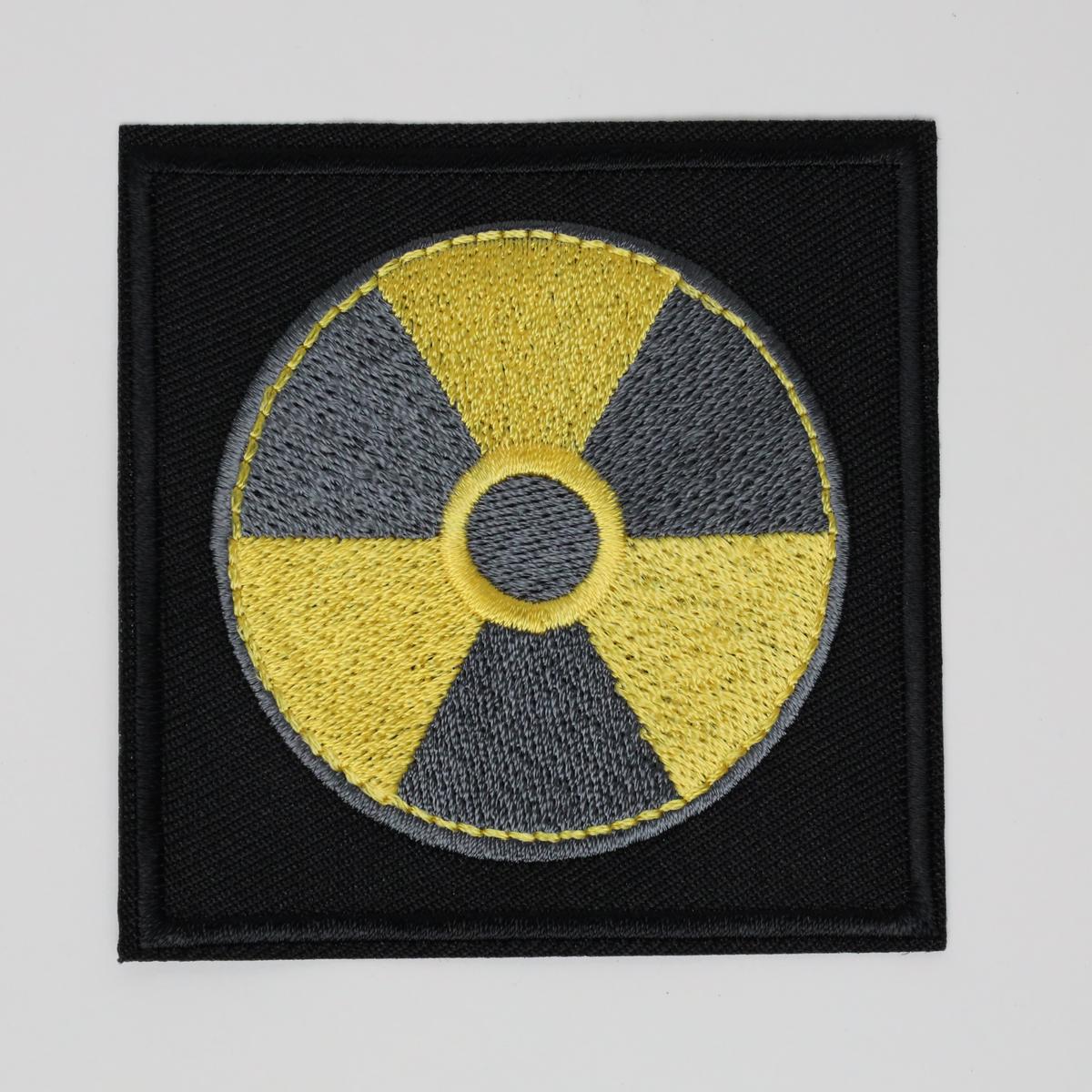 Nuclear Radioactive Symbol with Square Back Embroidered Iron On Patch