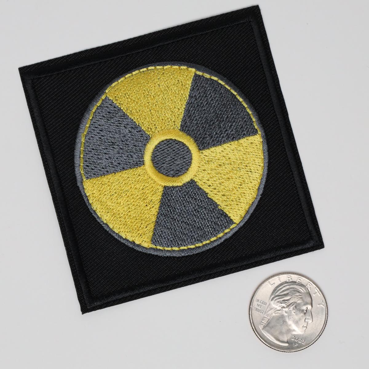 Nuclear Radioactive Symbol with Square Back Embroidered Iron On Patch