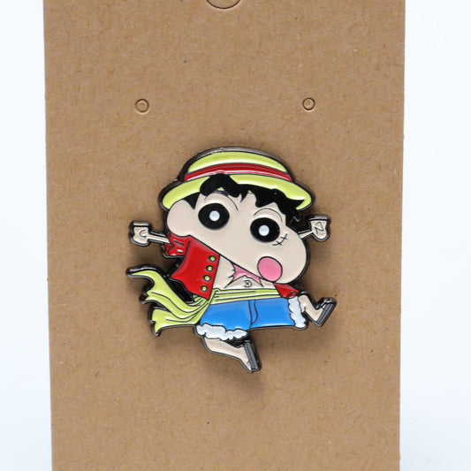 One Piece Monkey D Luffy x Naruto Shinchan Enamel Pin