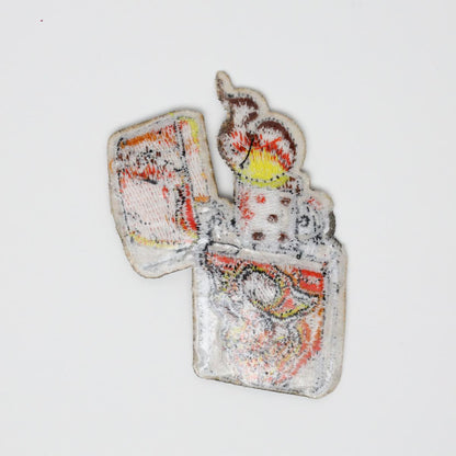 Orange Skull Lighter Embroidered Iron On Patch