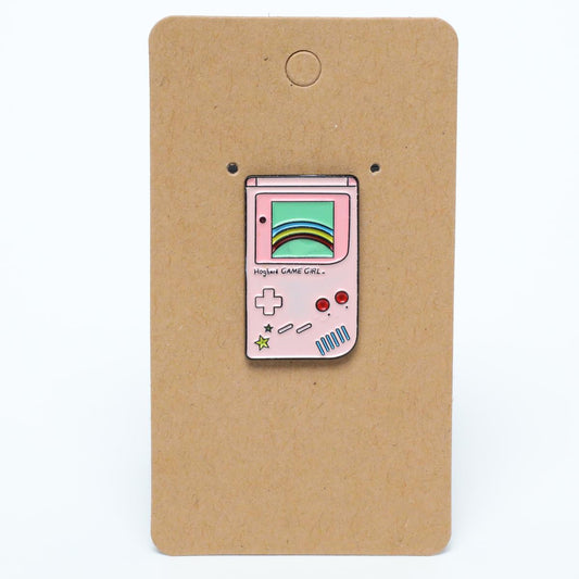 Pink Rainbow Game Girl Parody Enamel Pin
