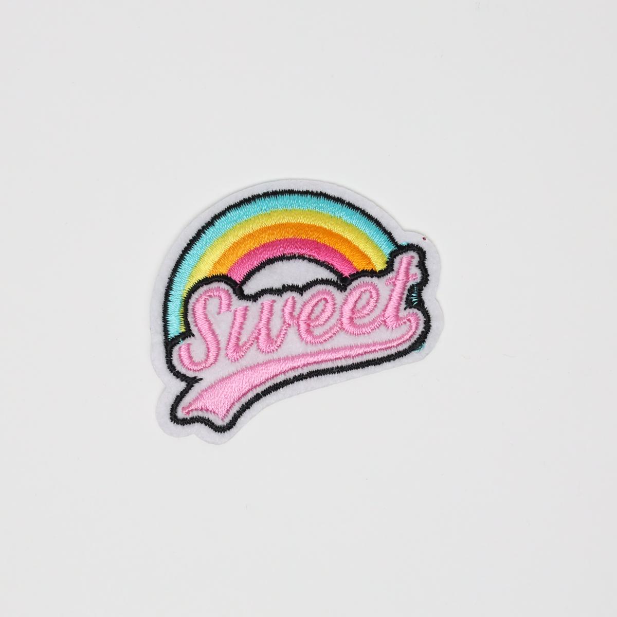 Pink Sweet with Rainbow Embroidered Iron On Patch