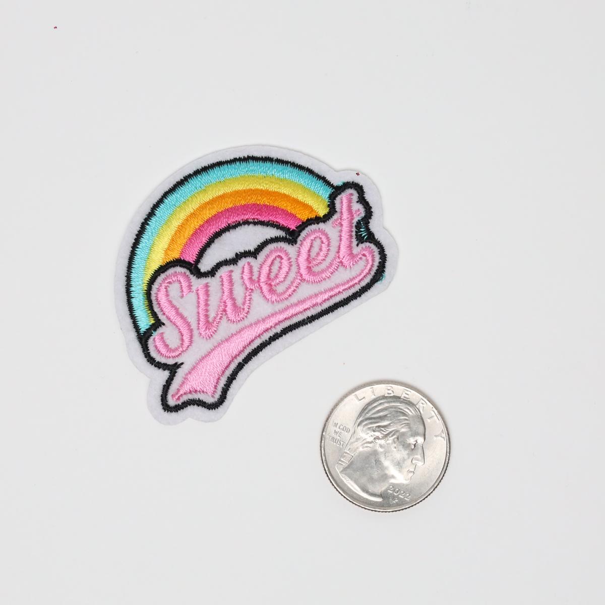 Pink Sweet with Rainbow Embroidered Iron On Patch