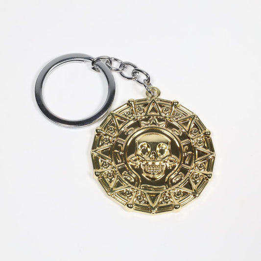 Pirates of the Caribbean Aztec Metal Gold Coin Keychain