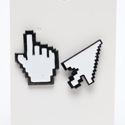 Pixel Computer Arrow & Finger Enamel Pin Set