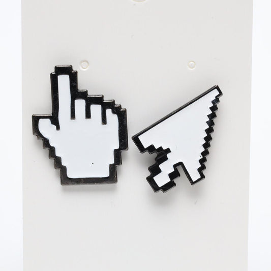 Pixel Computer Arrow & Finger Enamel Pin Set