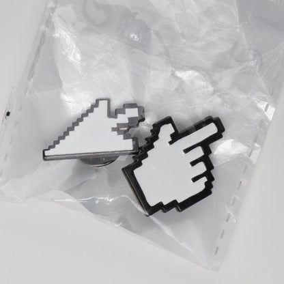 Pixel Computer Arrow & Finger Enamel Pin Set