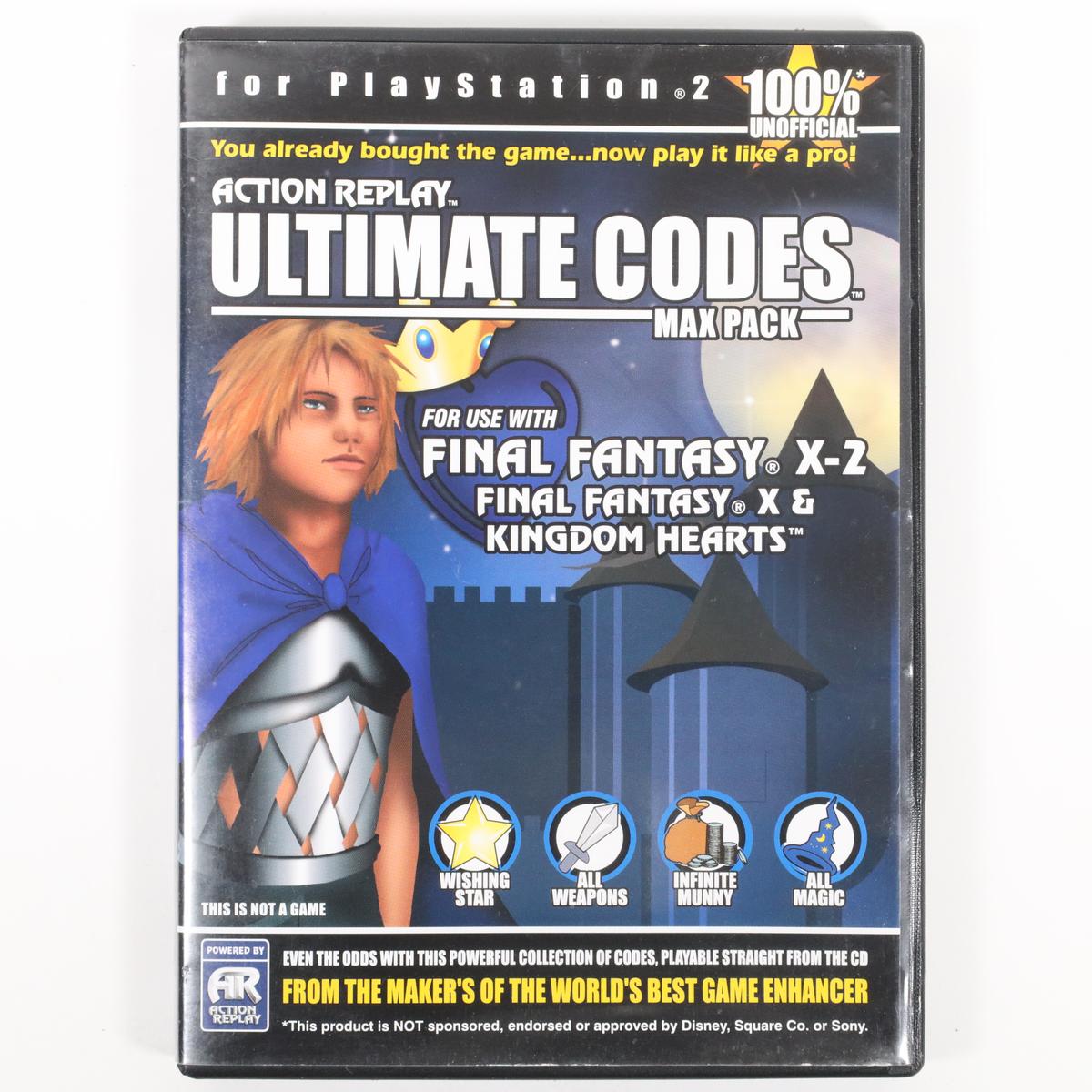 Action Replay Ultimate Codes:  Kingdom Hearts & Final Fantasy X - PS2 (Complete / Good)