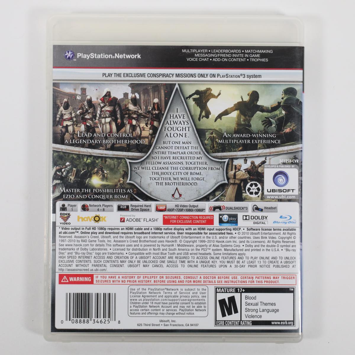 Assassin's Creed: Brotherhood - PlayStation 3 (Complete / Good)