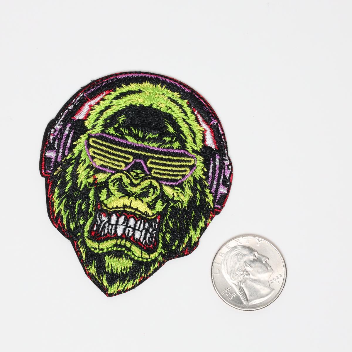Punk Rock Gorilla Headphones Embroidered Iron On Patch