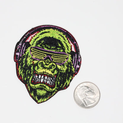 Punk Rock Gorilla Headphones Embroidered Iron On Patch