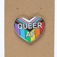 Queer AF Trans Pride Heart Enamel Pin