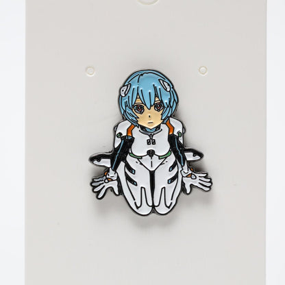 Rei Ayanami Neon Genesis Evangelion Suited Sitting Looking Up Enamel Pin
