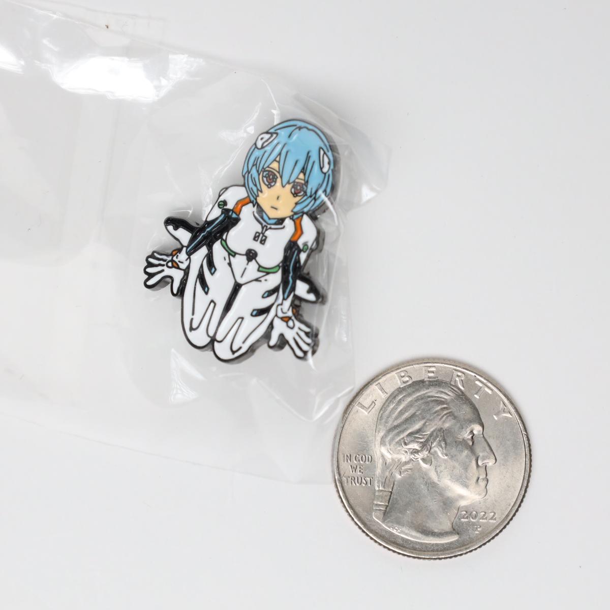Rei Ayanami Neon Genesis Evangelion Suited Sitting Looking Up Enamel Pin