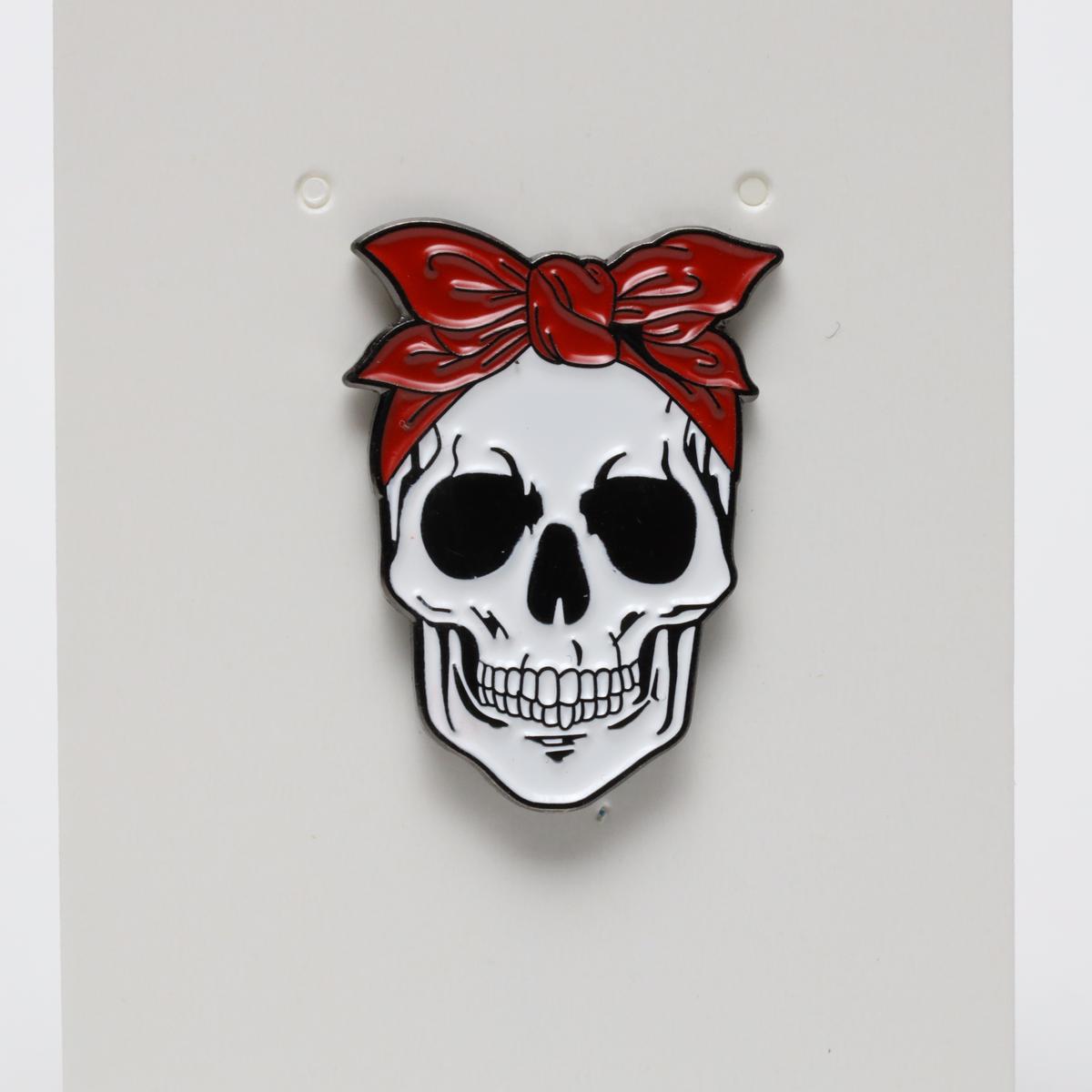 Rosie the Riveter Punk Skull Enamel Pin