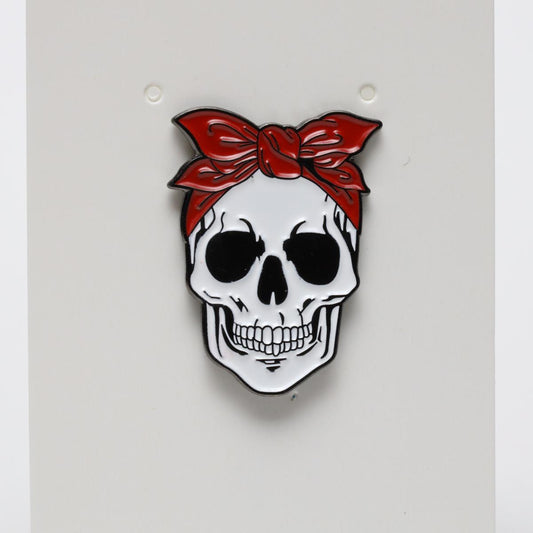 Rosie the Riveter Punk Skull Enamel Pin