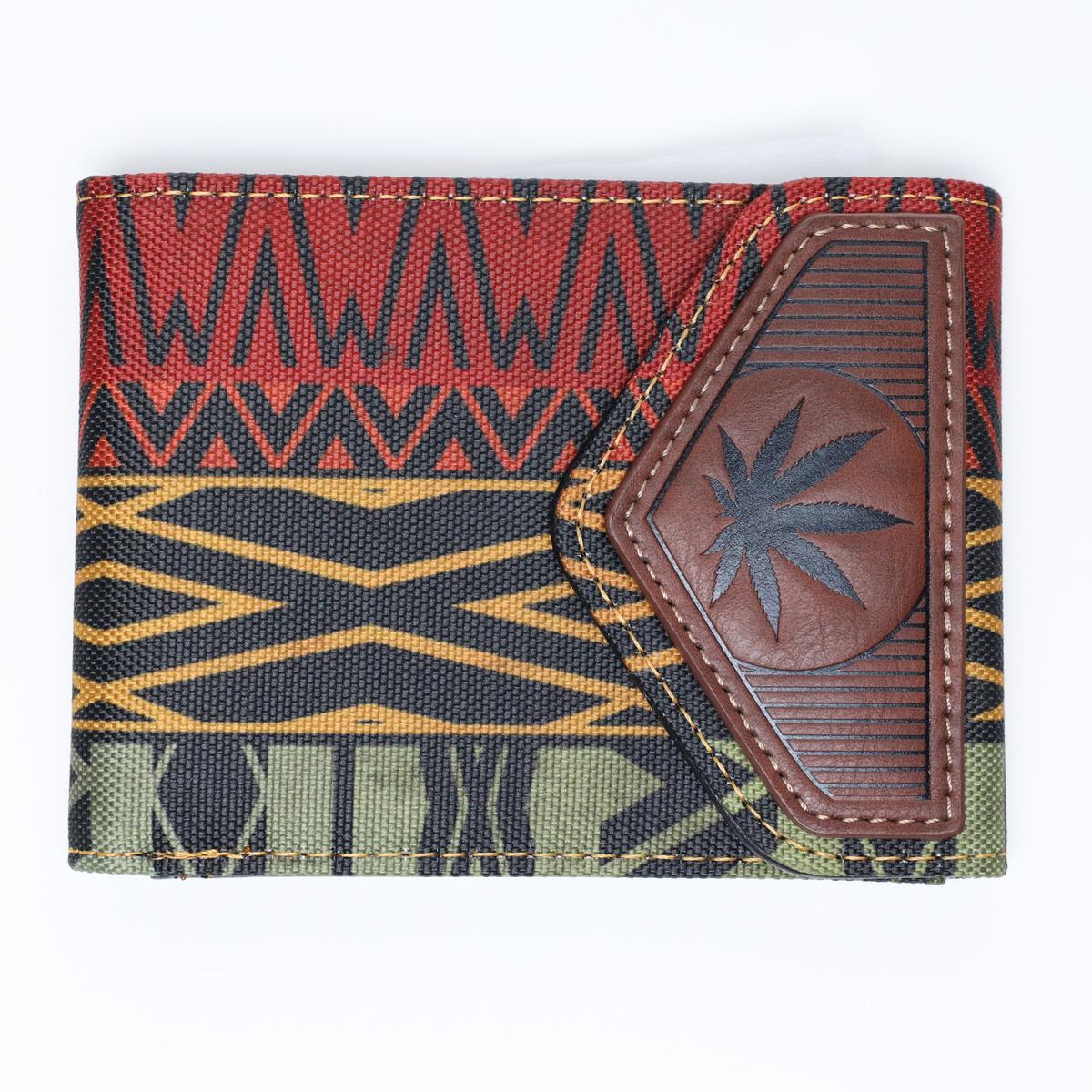 Secured Rasta Marijuana Themed Fabric Bifold Wallet