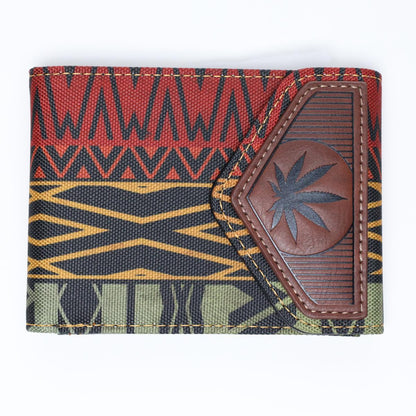 Secured Rasta Marijuana Themed Fabric Bifold Wallet