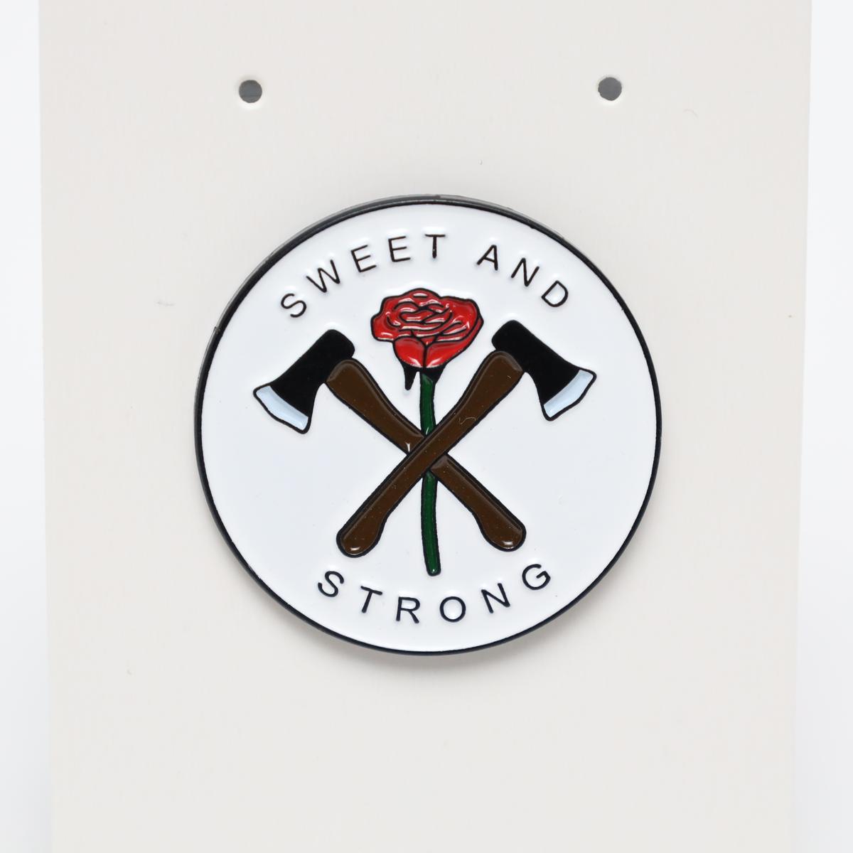 Sweet and Strong Axes and Rose Women Empowerment Enamel Pin