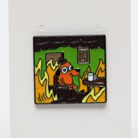 This is Fine Meme Dog in Room Enamel Pin