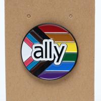 Trans LGBTQ+ Pride Circle Ally Word Enamel Pin
