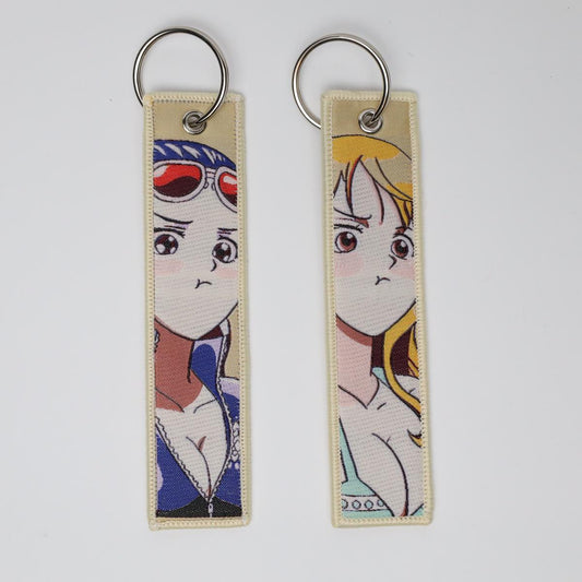 Two Girls Anime Embroidered Keychain